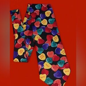 Vintage 90’s Valentine's Day Hallmark Hearts Necktie w/ Multi Color Candy Hearts